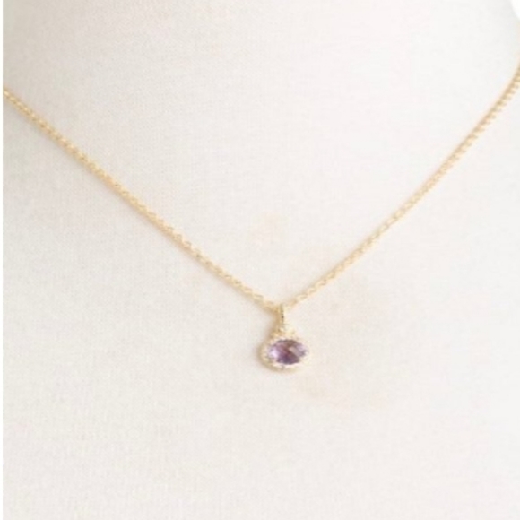 NWT 14K Gold 2 carat Amethyst & White Topaz Pendant Necklace - Picture 4 of 8